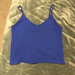 Blue plain cami crop top